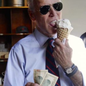Joe Biden, ice cream and a fist full of tens.