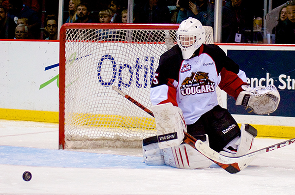 Prince George goaltender Ty Edmonds stopped 41 of 42 Vancouver Giants shots en route to a 3-1 win at the Pacific Coliseum. Photo by Jason Kurylo for Pucked in the Head.