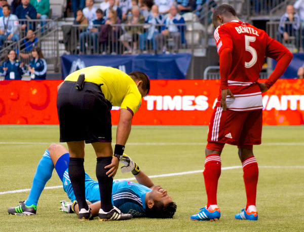 Less than five minutes into the MLS match at BC Place, and the crowd was treated to the first of many instances of Dallasing. Photo by Jason Kurylo for Pucked in the Head.