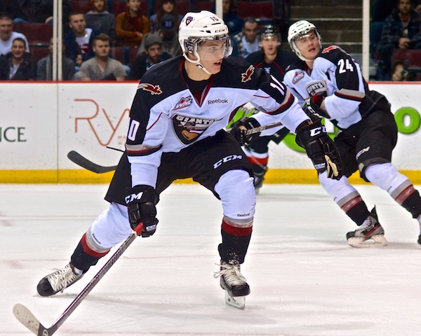 Dominik Volek scored a goal in his first game as a Giant, a 6–5 win over the Prince George Cougars. Photo by Jason Kurylo for Pucked in the Head.