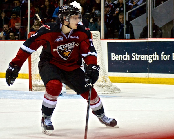 Forward Jackson Houck scored three times to help his team to a 4–2 win over the visiting Kelowna Rockets. Photo by Jason Kurylo for Pucked in the Head.