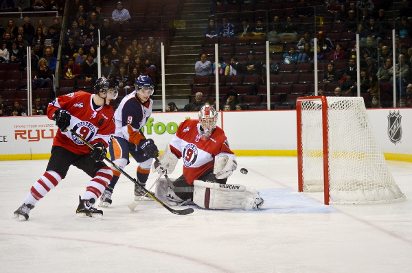 Vancouver Giants netminder Payton Lee allowed five goals on 17 shots before being pulled in a 6-0 loss to the Kamloops Blazers on February 22, 2013. Photo by Jason Kurylo for Pucked in the Head.