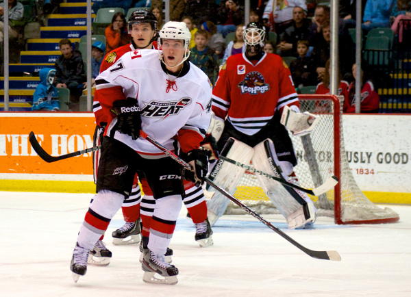 Abbotsford Heat forward Sven Bärtschi was dangerous, but ultimately failed to score in a 5-2 loss to the Rockford Ice Hogs. Photo by Jason Kurylo for Pucked in the Head.