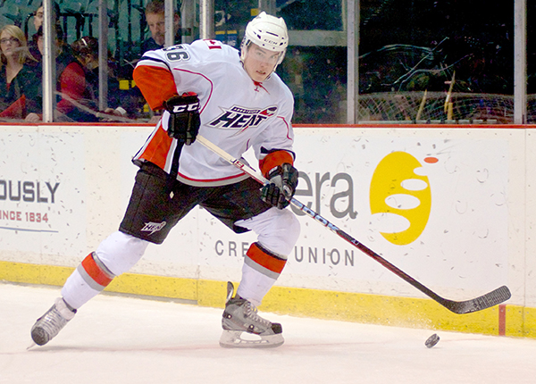 Abbotsford Heat forward Michael Ferland had his five-game point streak snapped in a 4-2 loss to the Iowa Wild Thursday night. Photo by Jason Kurylo for Pucked in the Head.