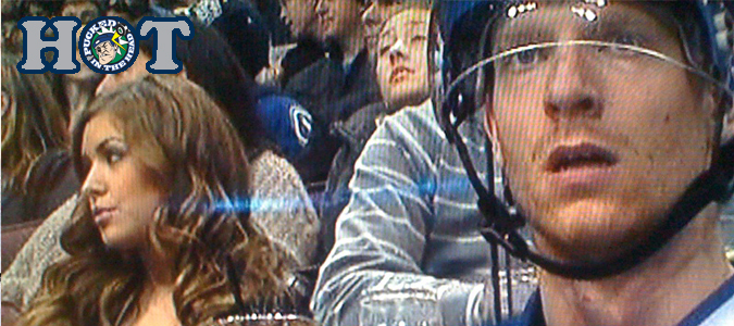 Jannik Hot Totally unfair comparison of candid crowd shots behind Jannik Hansen.