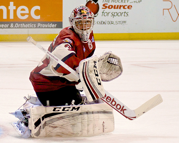 Jared Rathjen earned his third win of the season, as the Vancouver Giants beat the Seattle Thunderbirds 6-3 in WHL action. Photo by Jason Kurylo for Pucked in the Head.