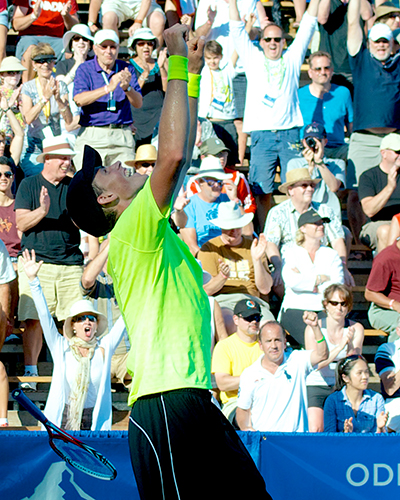 Vasek Pospisil became just the second Canadian man to win the Vancouver Open, with a 6–0, 1–6, 7–5 win over Daniel Evans of the UK. Photo by Jason Kurylo for Pucked in the Head.