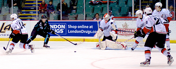 Reto Berra stood tall in his first two home starts as a member of the Heat, stopping 51 of 54 shots to earn three of four points for the home side. Photo by Jason Kurylo for Pucked in the Head.