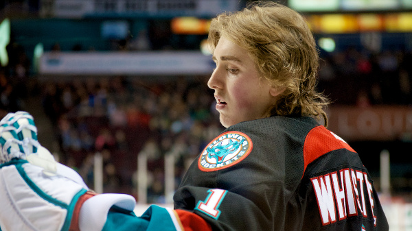 Who knew Roland Orzabal played goal? *ahem* Okay, it's not the lead singer for Tears for Fears; it's Jackson Whistle, the stellar backup goaltender for the Kelowna Rockets. Photo by Jason Kurylo for Pucked in the Head.