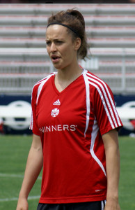 Team Canada midfielder Selenia Iacchelli takes stock of the situation during training for the 2015 Women's World Cup. Photo courtesy of Soccer Canada.