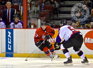 Ty Ronning scored early, and raised a few eyebrows with his gutsy play, at the CHL Top Prospects Game at the Pacific Coliseum. Team Orr took a 3-2 decision over Team Cherry in an entertaining, skill-filled game. Photo by Jason Kurylo for Pucked in the Head.