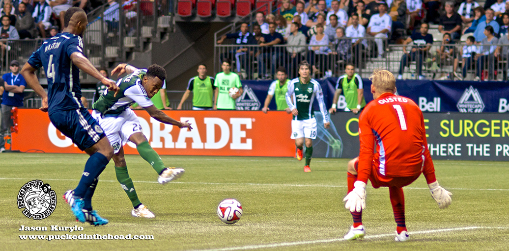 Darlington Nagbe shamed Matías Laba before knifing a lovely pass to Rodney Wallace, who embarrassed David Ousted. It was a perfect encapsulation of the second half. Photo by Jason Kurylo for Pucked in the Head.