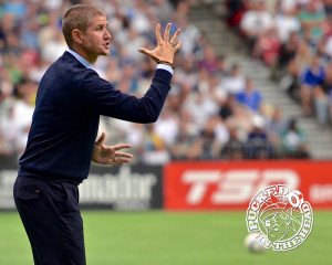 Coach Carl Robinson chants along with the Curva Collective,:"Four goals is not enough, four is not enough!" Photo by Jason Kurylo for Pucked in the Head.