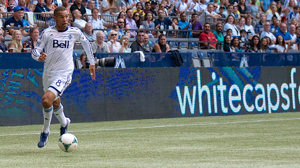 Matt Watson helped spook Chivas USA keeper Dan Kennedy into giving the ball to Gershon Koffie for the Whitecaps FC opening goal. Photo by Jason Kurylo for Pucked in the Head.