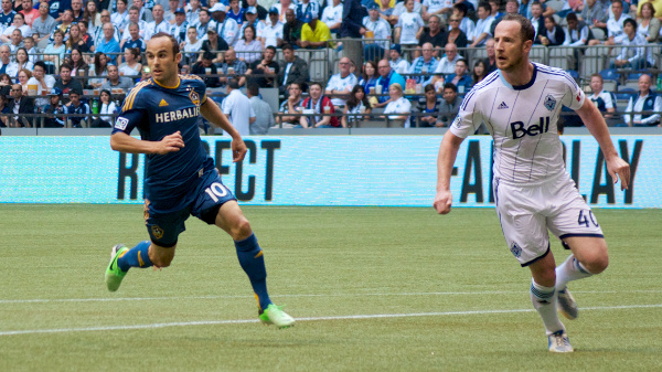 Vancouver Whitecaps FC defender Andy O'Brien had a strong game on the back end, preventing future Hall of Famer Landon Donovan from being much of a threat. Photo by Jason Kurylo for Pucked in the Head.