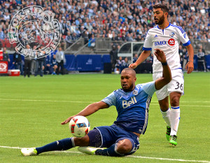 Kendall Waston dives for a ball inside the box. Photo by Jason Kurylo for Pucked in the Head.