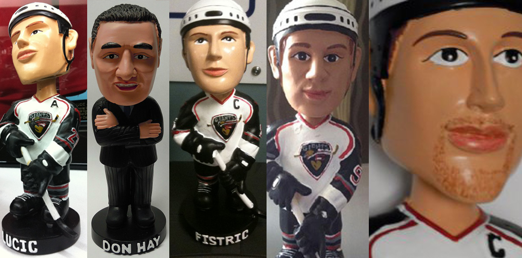 Previous Vancouver Giants bobbleheads include (L-R) Milan Lucic, Don Hay, Mark Fistric, Evander Kane and Brett Festerling.
