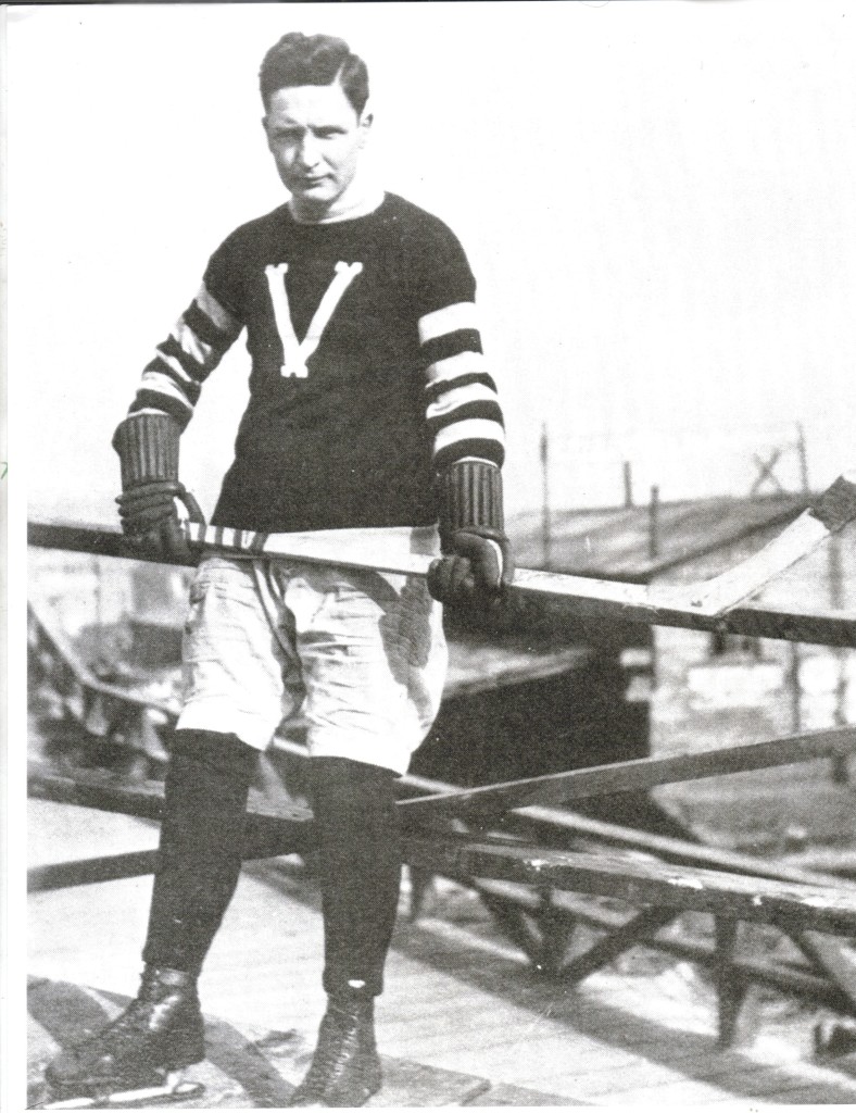 Hockey Hall of Famer Frank Patrick wearing the 1913 Vancouver Millionaires uniform.