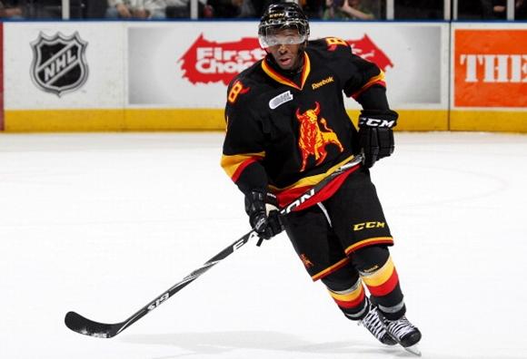 Jordan Subban didn't take to the ice at the Canucks prospects scrimmage a few weeks back, but here's what he looks like in a Belleville Bulls uniform. Photo swiped gratuitously from the interwebs.