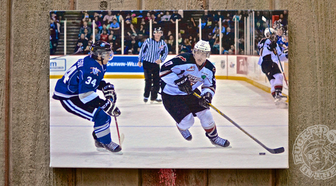 Canvas n Decor made this excellent custom print of a Tyler Benson shot I took last season. Photo by Jason Kurylo for Pucked in the Head.