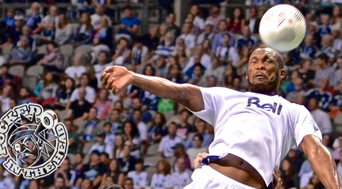 Kendall Waston has dominated in the air since joining the Whitecaps. He's also amassed a serious collection of yellow cards. Photo by Jason Kurylo for Pucked in the Head.