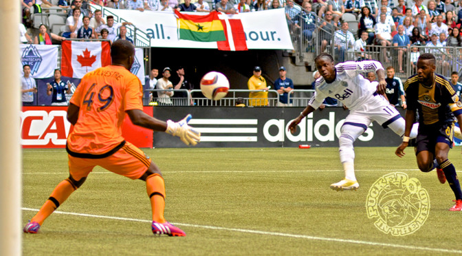 Darren Mattocks scores on the Philadelphia Union. Photo by Jason Kurylo for Pucked in the Head.