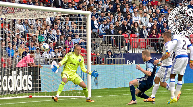 Jordan Harvey scored the first Whitecaps FC goal of the 2016 season. Photo by Jason Kurylo for Pucked in the Head.